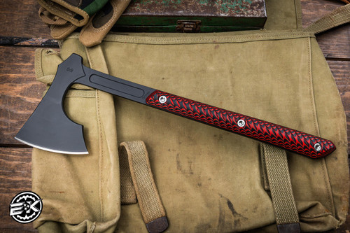 RMJ Tactical Tomahawk Raven Black Widow Red G-10 14.5" Black