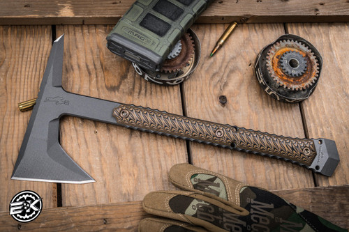 RMJ Tactical Ragnarok 14 Tomahawk Hyena Brown G10 3.5" 80CRV2 Tungsten