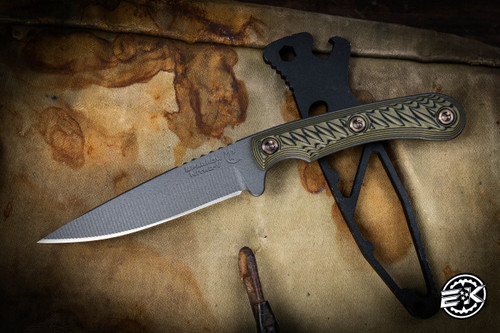 RMJ Tactical "Sparrow" Dirty Olive Fixed Blade 3.5" Tungsten Cerakote