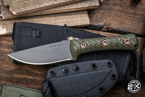 RMJ Tactical "Utsidihi" Fixed Blade Knife Dirty Olive G10 3.5" Tungsten