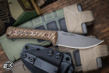 RMJ Tactical "Utsidihi" Fixed Blade Knife Hyena Brown 3.5" Tungsten