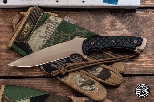 Spartan Blades Ares Fighter Combat Utility Fixed Blade Knife Black Micarta 5.4" MagnaCut FDE w/ Nylon Sheath  SB1