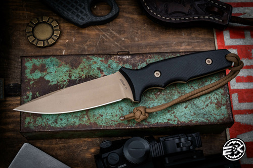 Spartan Blades Harsey TT Tactical Trout Fixed Blade Knife Black Micarta 4.5" S45VN FDE