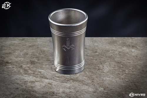 Microtech/Marfione Custom Shot Glass Titanium Dagger Logo