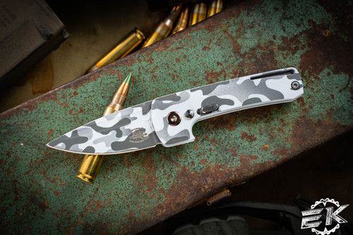 D Rocket Design Harlock Automatic Knife Snow Camo 2.0" Cerakote Drop Point -California Legal