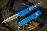 Microtech Ultratech OTF Automatic Knife Blue 3.4" Dagger Bronze 122-13BL