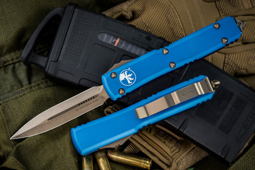 Microtech Ultratech OTF Automatic Knife Blue 3.4" Dagger Bronze 122-13BL