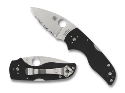 Spyderco Lil' Native Lockback Knife G10 Black 2.5" Satin Serrated Drop Point C230MBGS