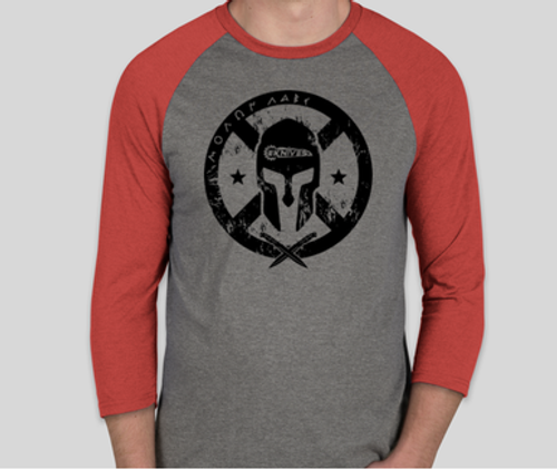 EKNIVES Molon Labe Baseball Raglan  3/4 Sleeve Shirt Red/Gray Unisex