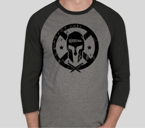 EKNIVES Molon Labe Baseball Raglan 3/4 Sleeve Shirt Black/Gray Unisex