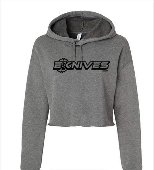 EKnives Cropped Fleece Hoodie Sweatshirt Ladies Heather Grey (Bella Canvas)